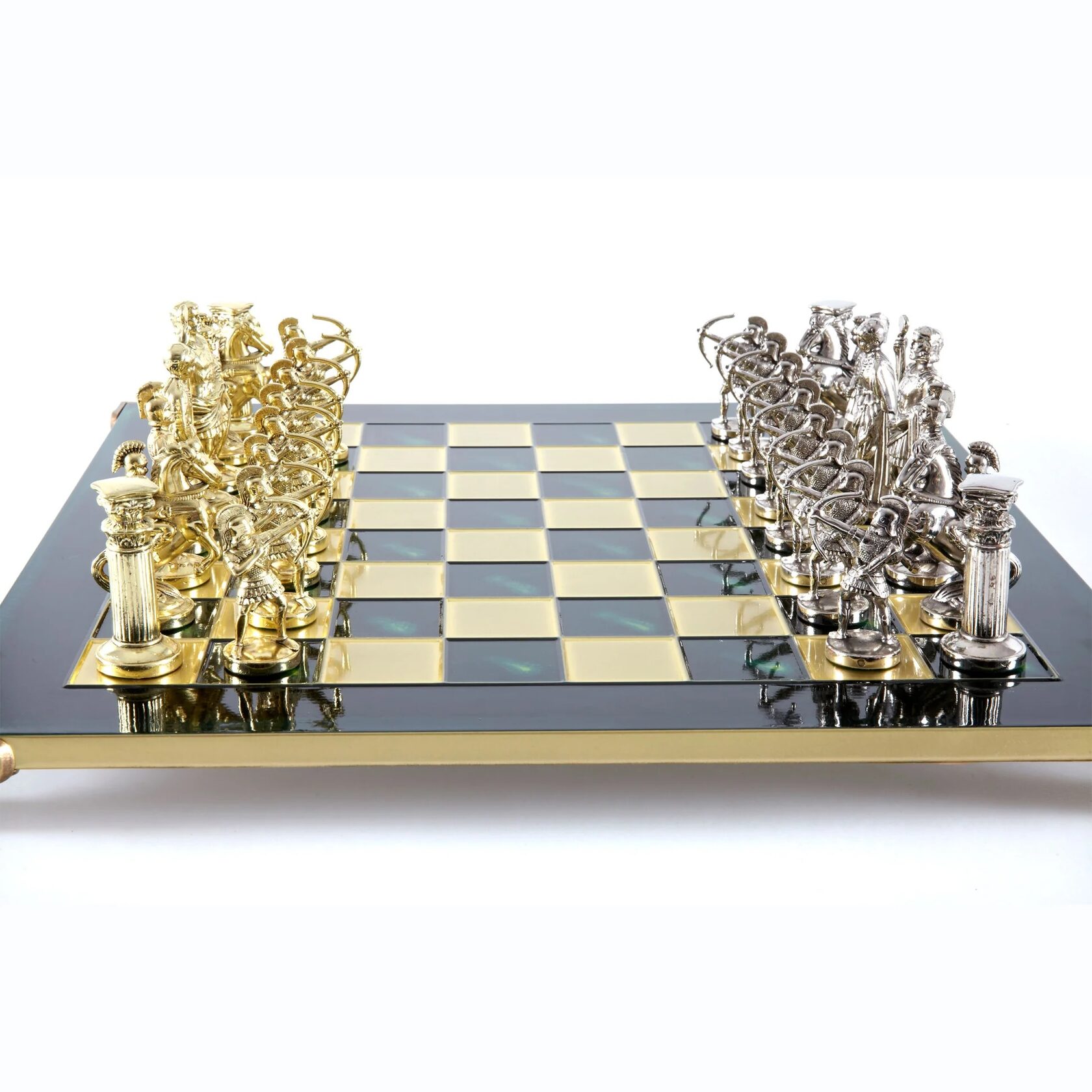 Luxury Archers ChessШахматы, лучники, зеленый, золото с серебром, 44х44 см, металл
