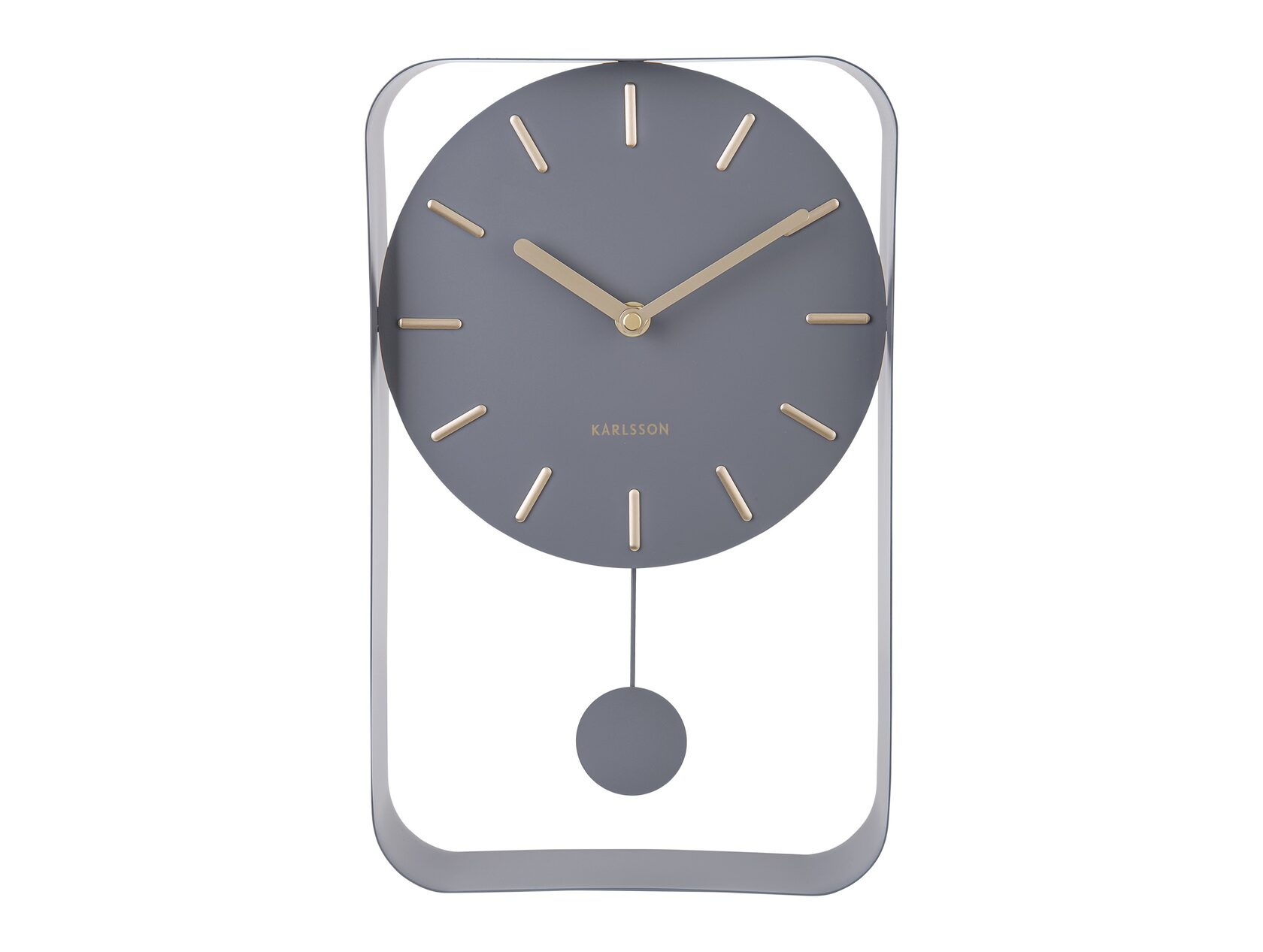 Часы настенные с маятником Karlsson CHARM SMALL, серый, золотые детали, 32,5 x 20 x 5 см, бесшумный