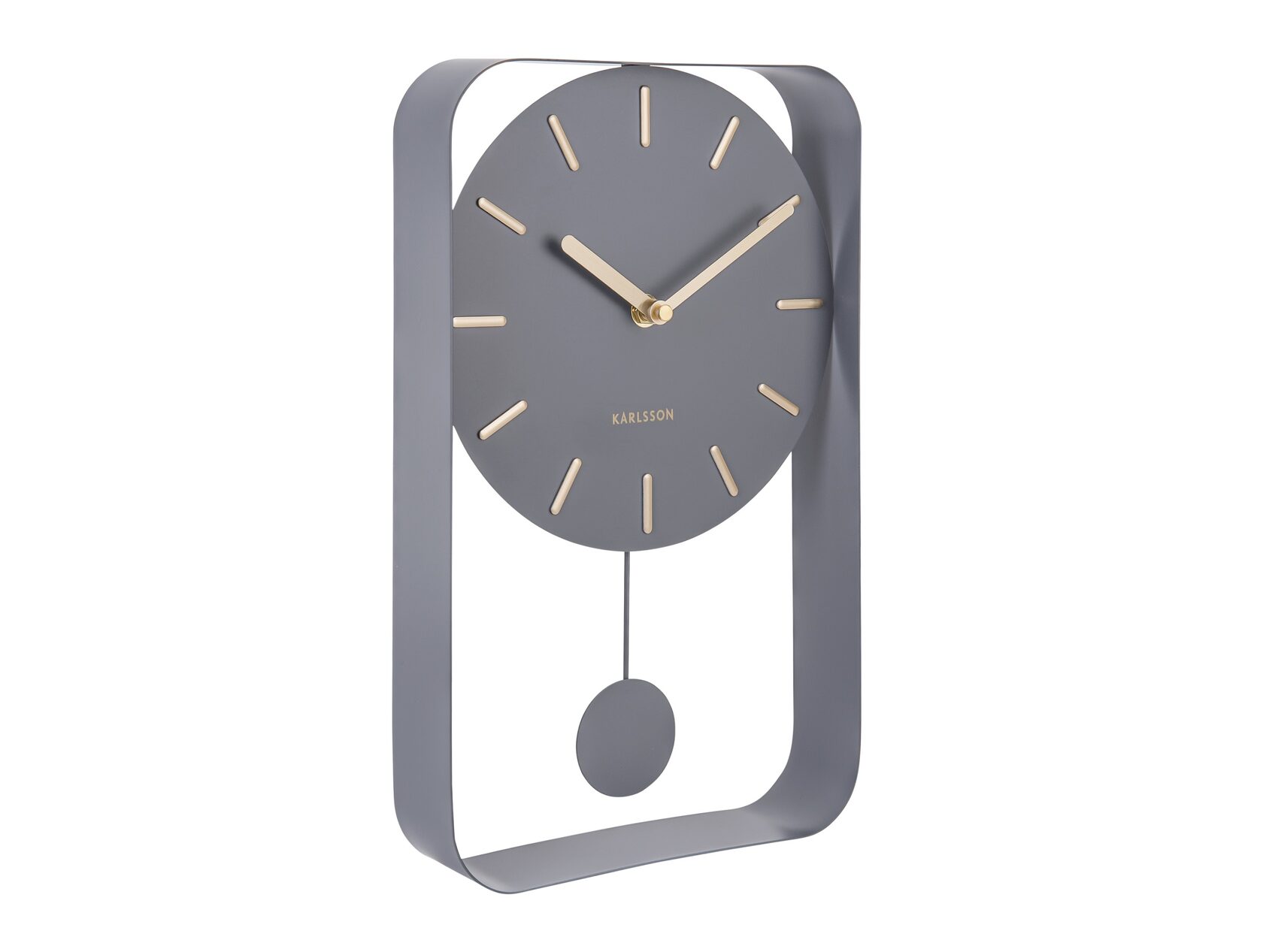 Часы настенные с маятником Karlsson CHARM SMALL, серый, золотые детали, 32,5 x 20 x 5 см, бесшумный