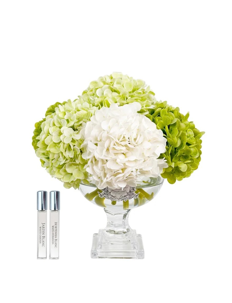 Provence Hydrangea BouquetБукет гортензий, зеленый, 2 спрея по 10 мл , H.35 серебряный декор