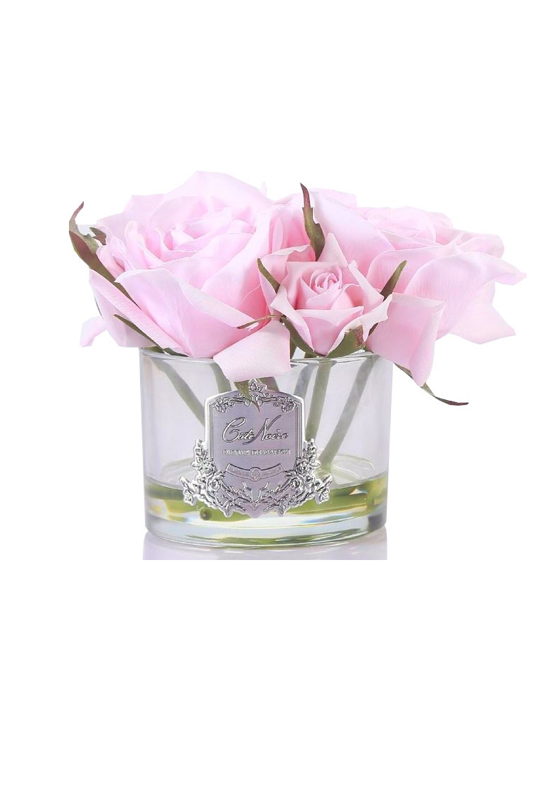 FIVE ROSE french pink Букет из 5 роз ароматизированный, цвет розовый, прозрачная ваза, 2 спрея по 5