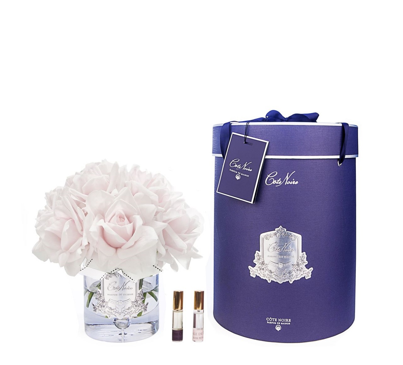 GRAND BOUQUET french pink navy boxБольшой букет роз, розовый 2 спрея по 10 мл, белый, ВхШхД 32х26