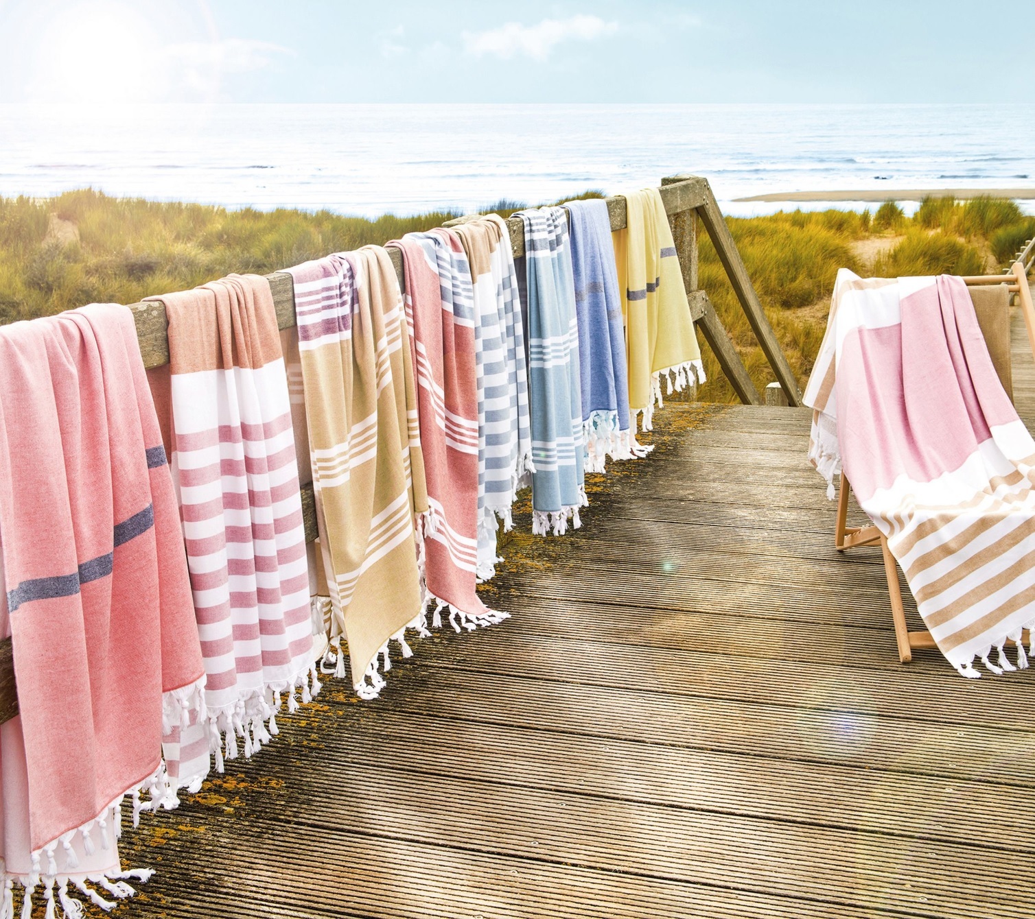 Пляжное полотенце ESCALE DENIM100х180, хлопок 100%, с оборотной стороны махра, 320 г/м2