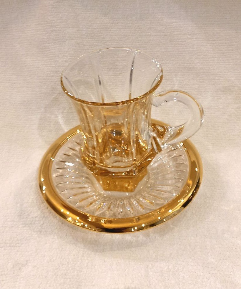 MACASSAR TEA PAIRЧайная пара 6 шт, хрусталь, золото 24К , H.21
