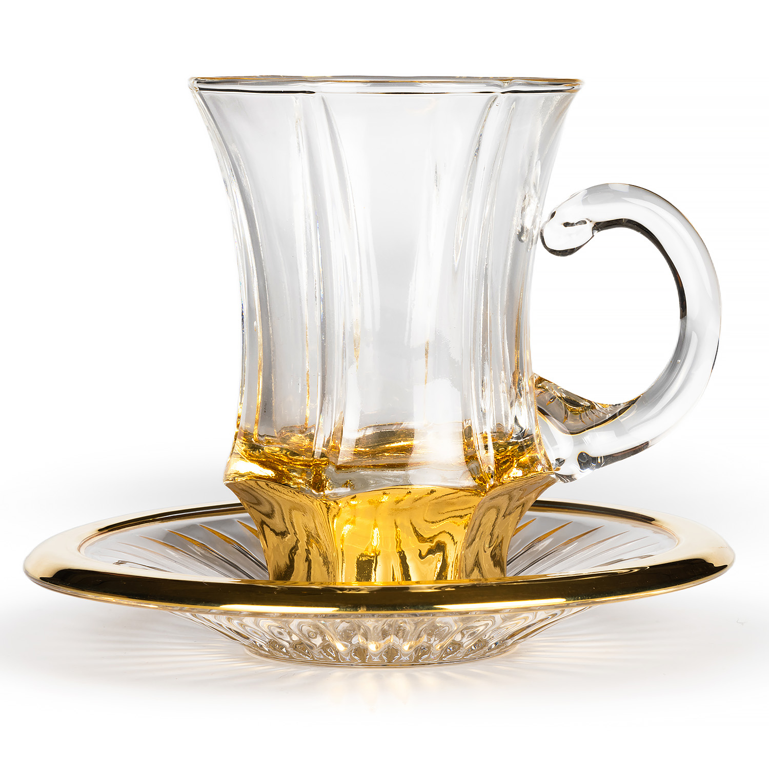 MACASSAR TEA PAIRЧайная пара 6 шт, хрусталь, золото 24К , H.21
