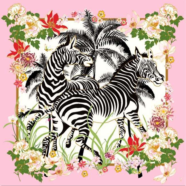 Zebra Waltz PinkКовер 250х250 ручной тафтинг, шерсть +тенсель, высота ворса 13 мм