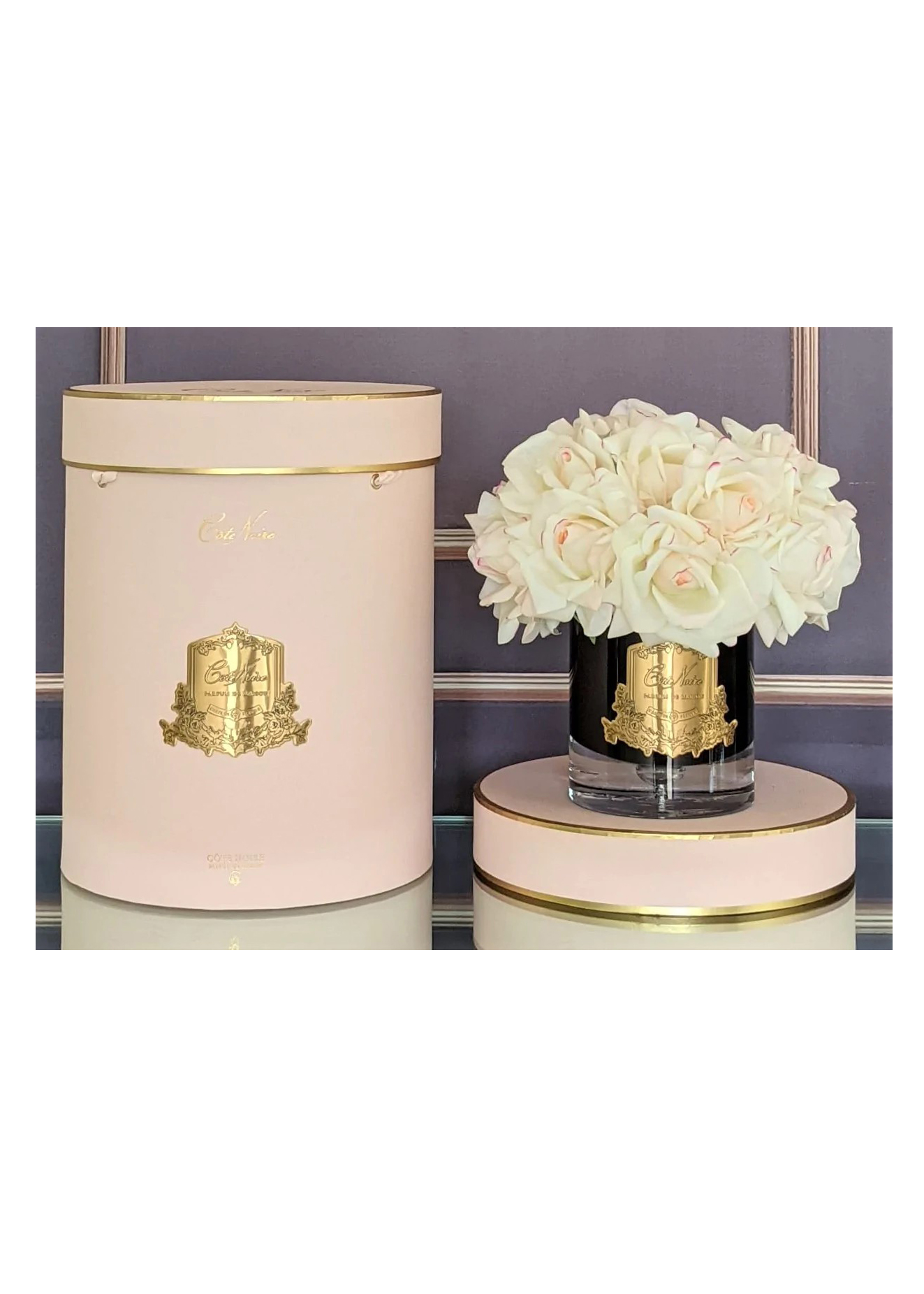 GRAND BOUQUET black glass blush Большой букет роз, 2 спрея по 10 мл, черная ваза, бледно-ро