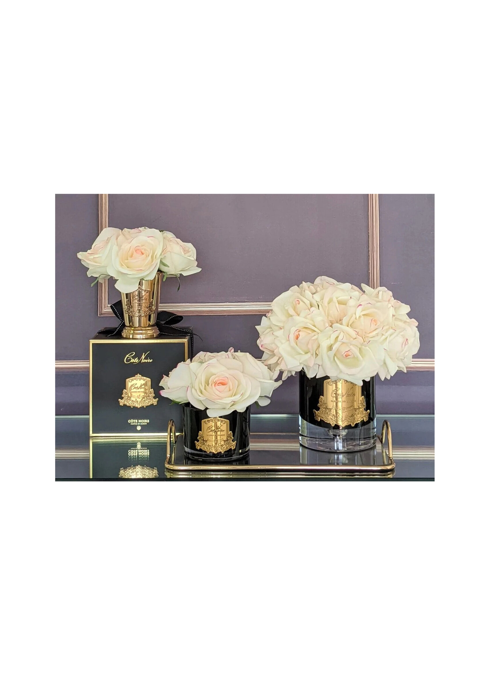 GRAND BOUQUET black glass blush Большой букет роз, 2 спрея по 10 мл, черная ваза, бледно-ро