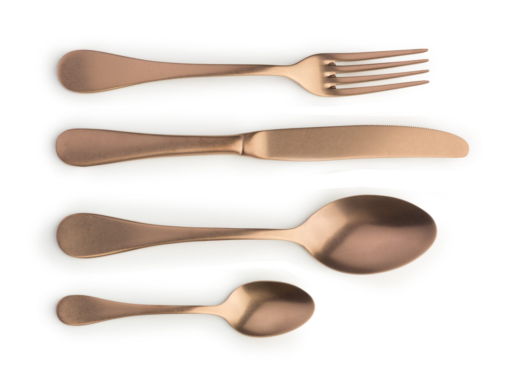ROCCO COP PER MAT60 столовые приборы, сталь 18/10, цвет медный, матовый, 24 шт. (6 ложек + 6 вилок +