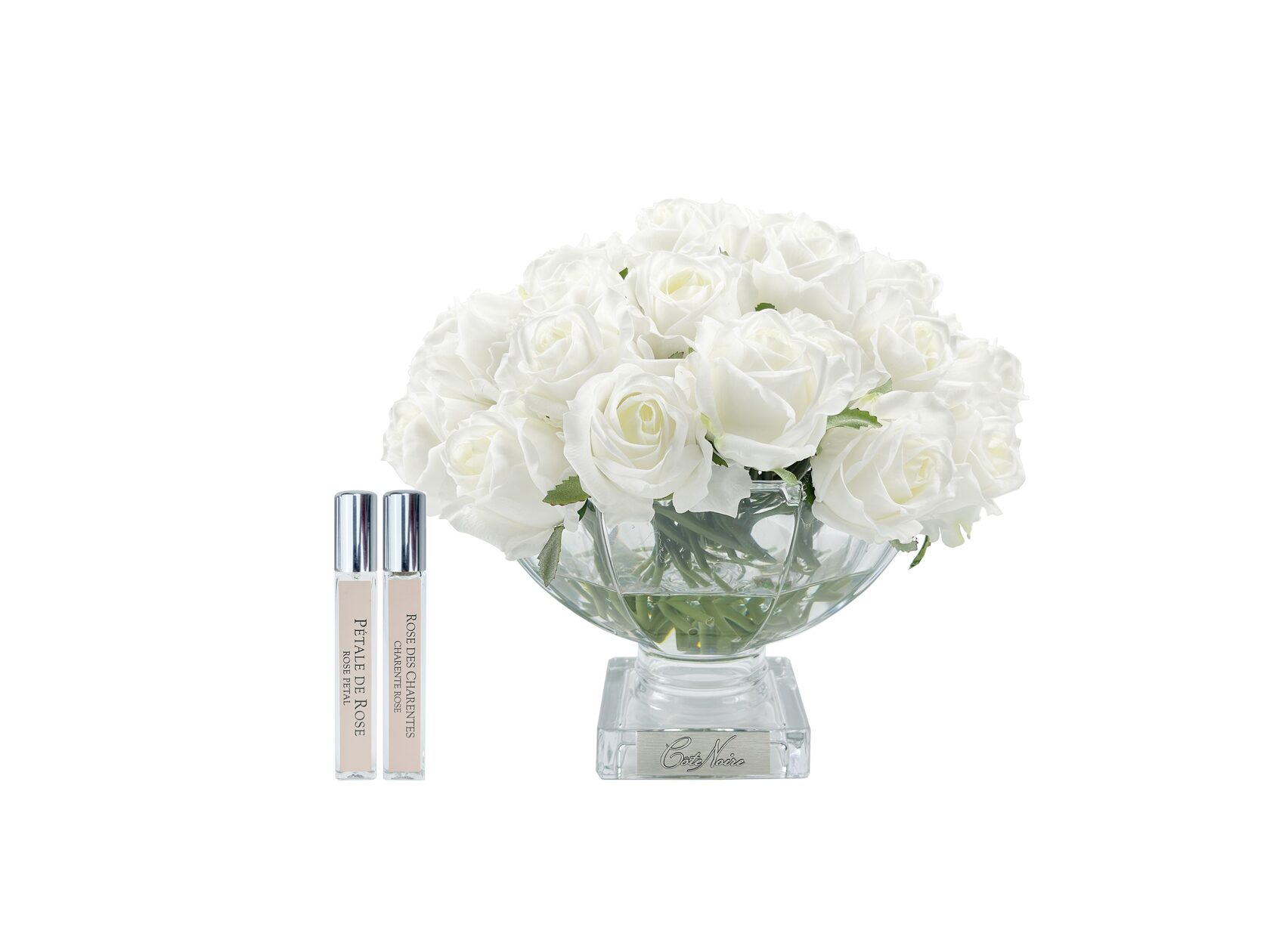 CENTERPIECE ROSE BUDS ivory Букет из бутонов роз, цвет слоновая кость, серебряный декор