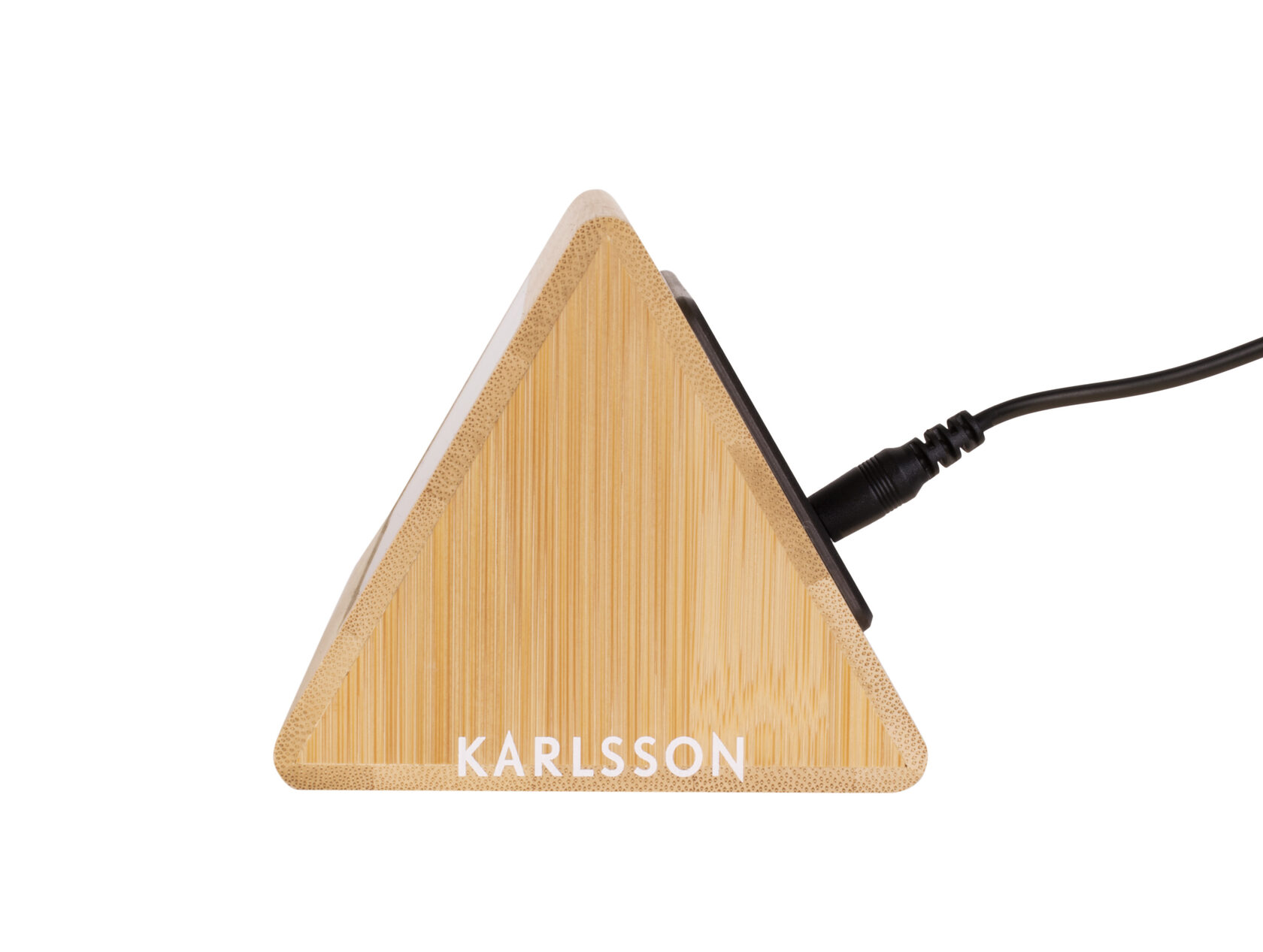 Часы настольные будильник Karlsson TRIANGLE, бамбук, 16 x 8,8 x 7,8 см, бесшумный механизм, батар