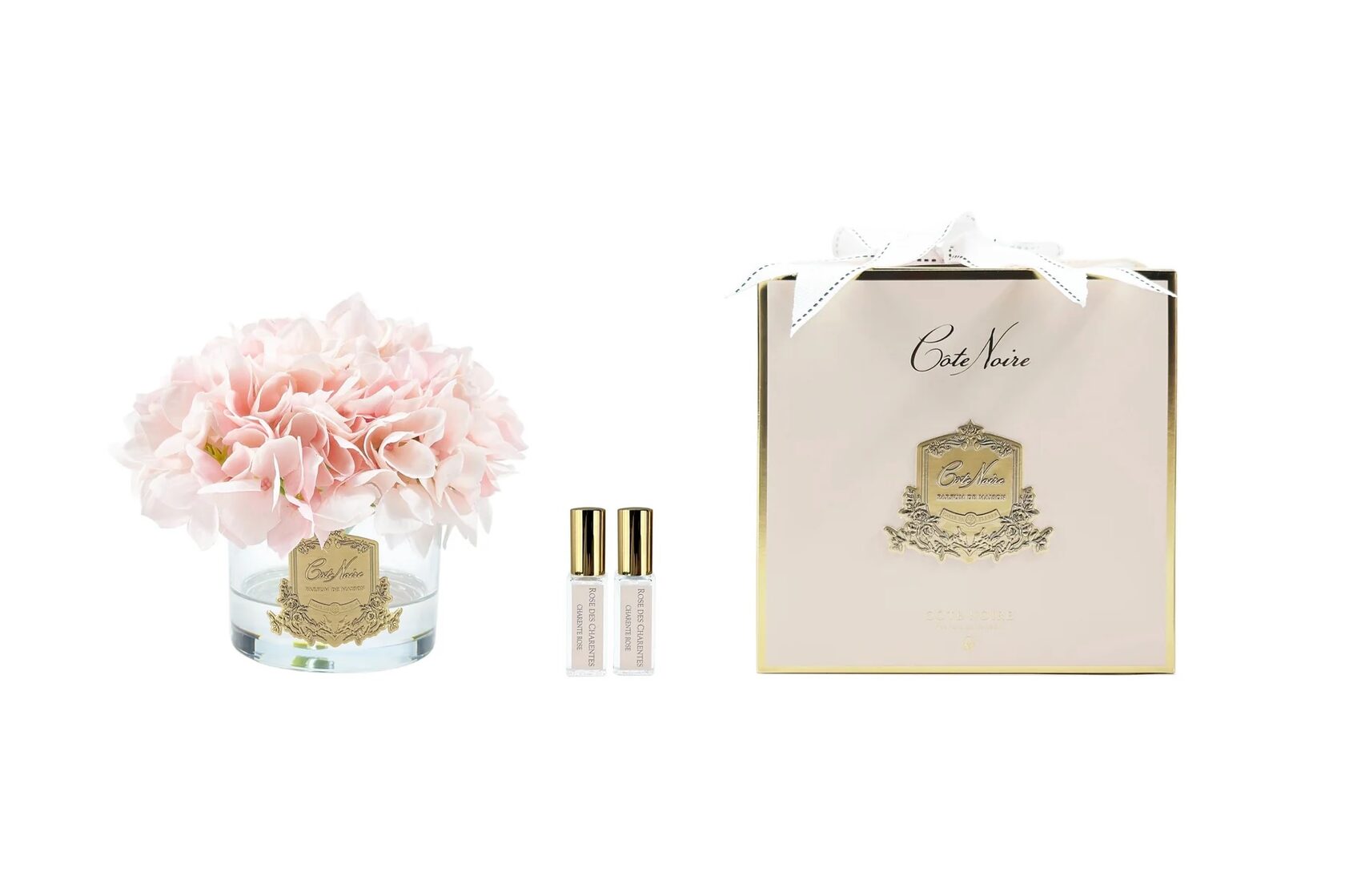 Hydrangeas PinkБукет гортензий, розовый, золотой декор, 2 спрея по 5 мл