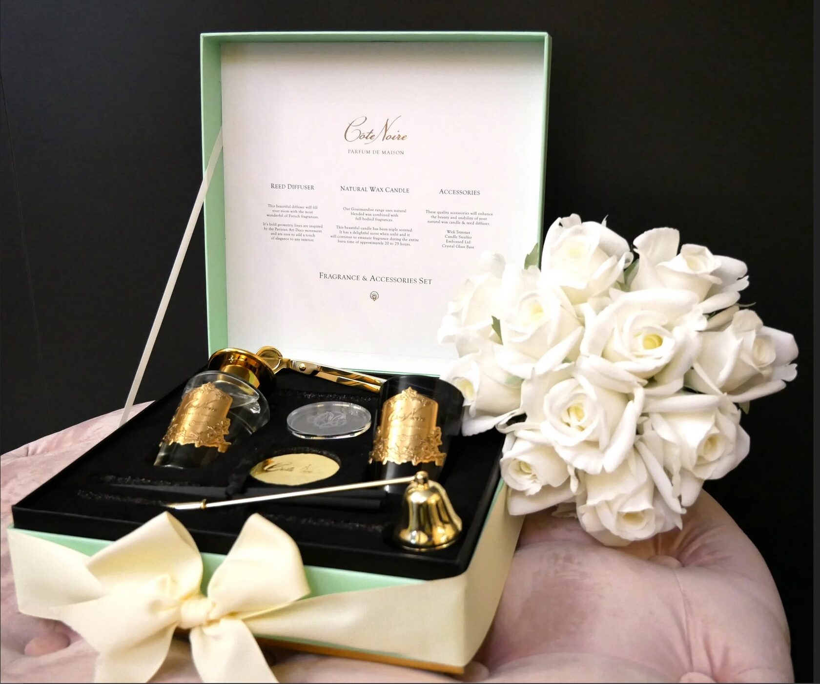 GIFT PACK CASHMEREПодарочный набор (диффузор 100 мл, свеча 75гр, набор для тушения и обрезания фити