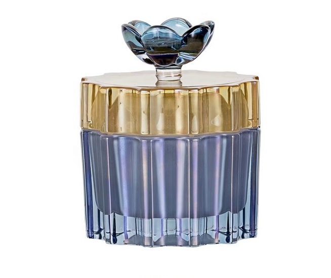 DOGEШкатулка голубая, хрустальное стекло, 9X9 Н.13
