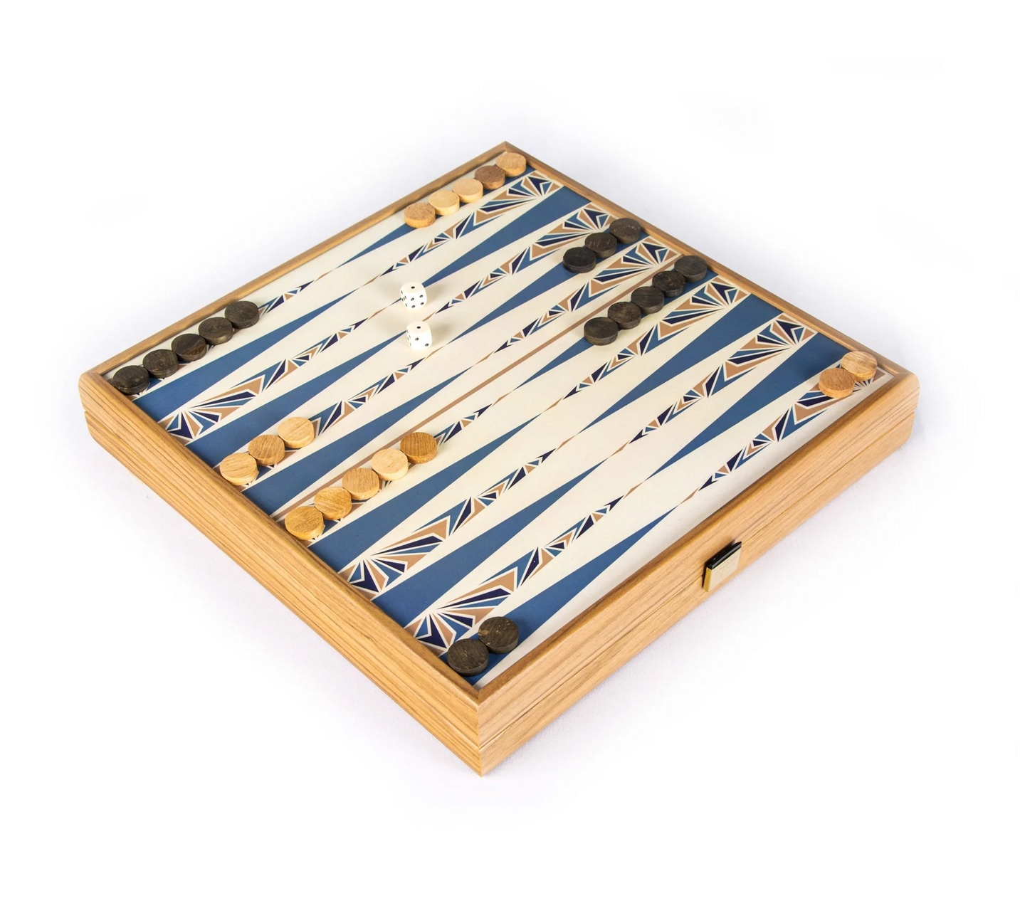Chess/Backgammon/Ludo/Snakes Шахматы/нарды/лудо/змеи , цвет синий - футляр из орехового дерева вид 3
