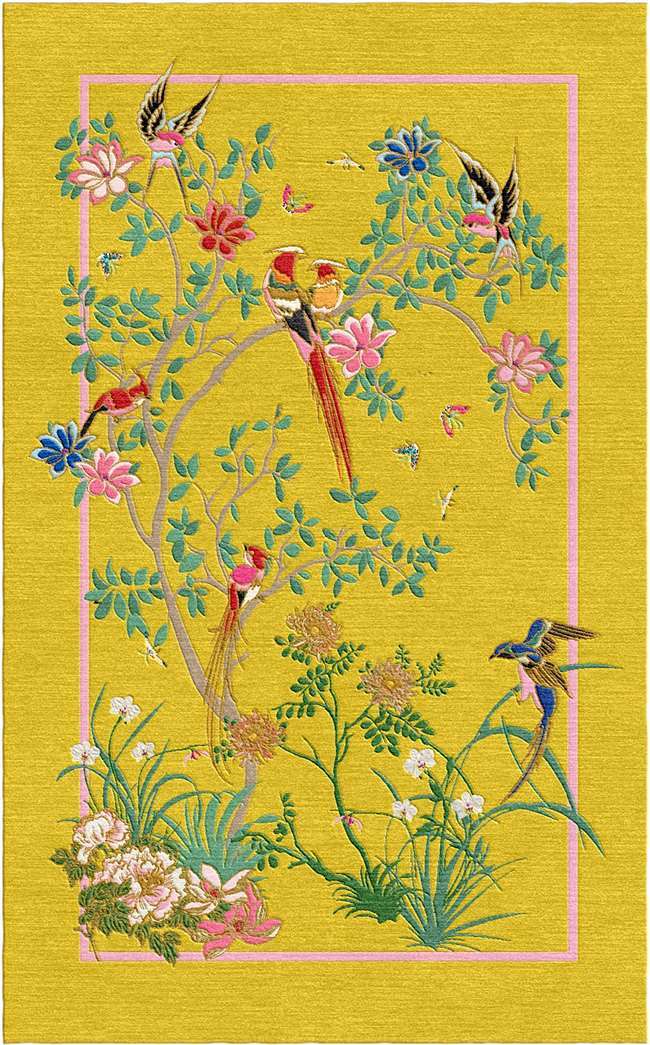 Birdsong YellowКовер 274х183 ручной тафтинг, шерсть +тенсель, высота ворса 13 мм