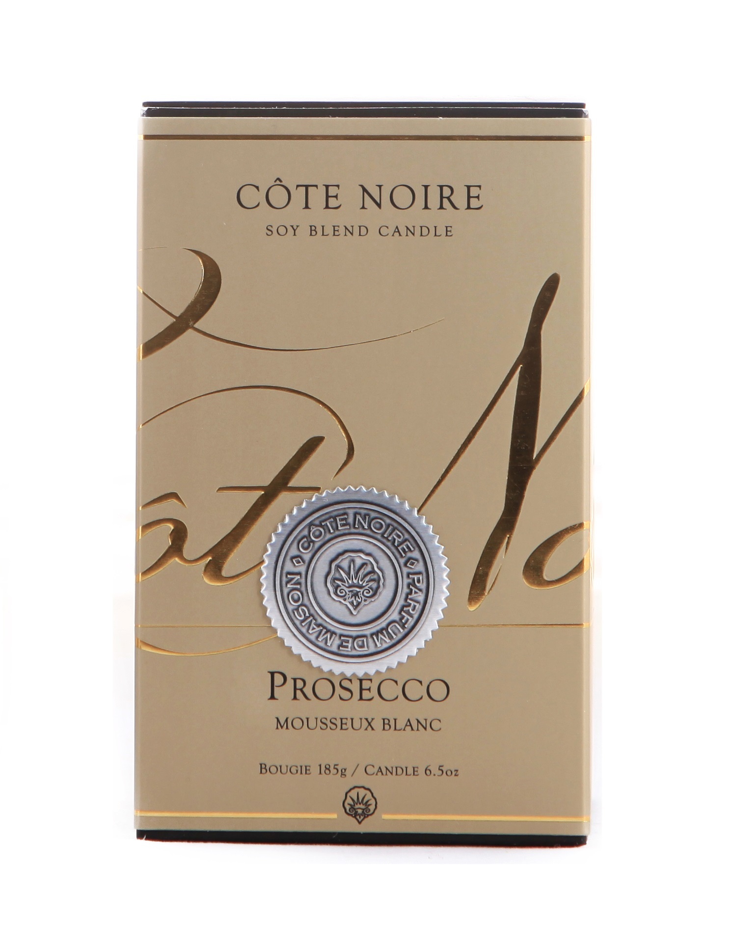 PROSECCOСвеча 185 гр, серебряный декор, ВхШхД 13,5х8х8 см соевый воск, время горения 60ч