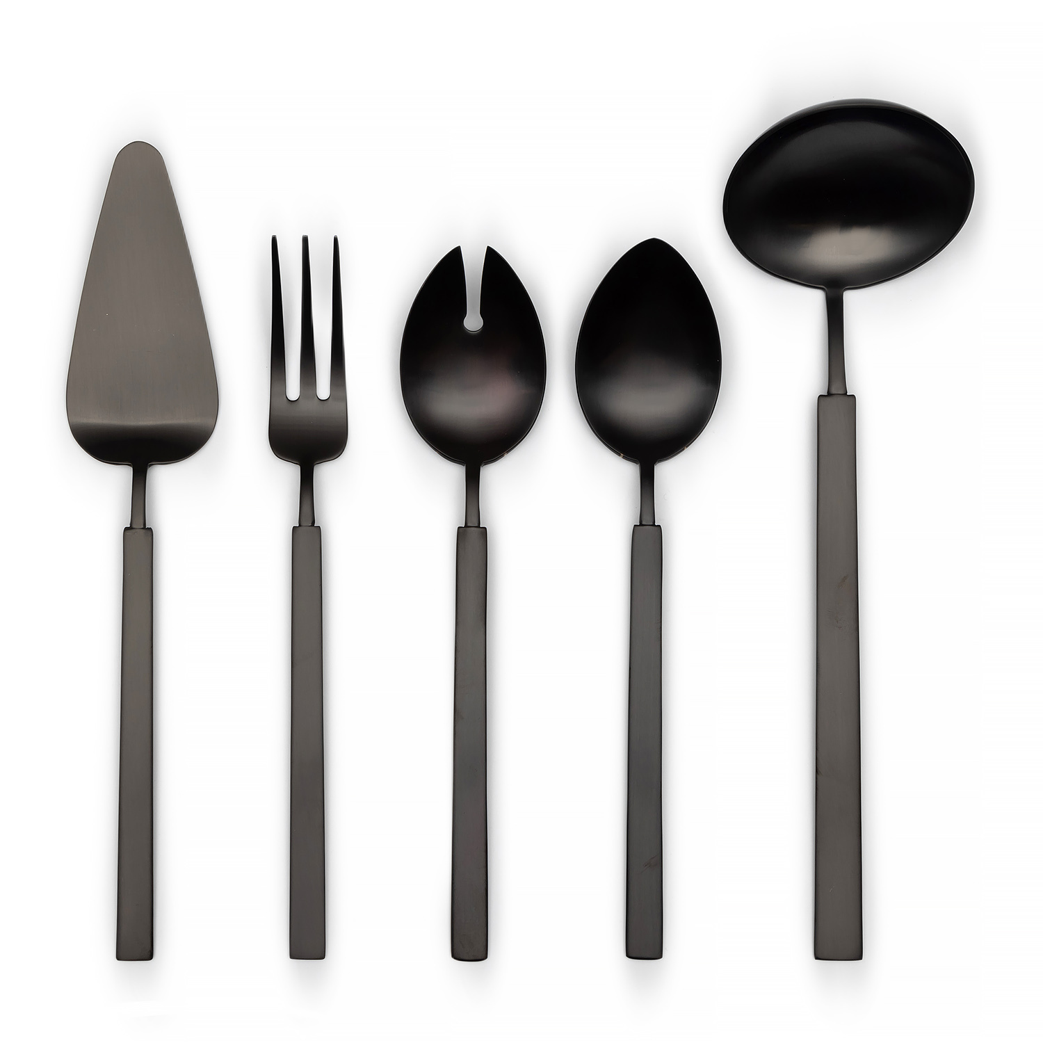 STICK SERVING SET BLACK Набор из 5 предметов , цвет черный (половник, сервировочные вилка, ложка, л
