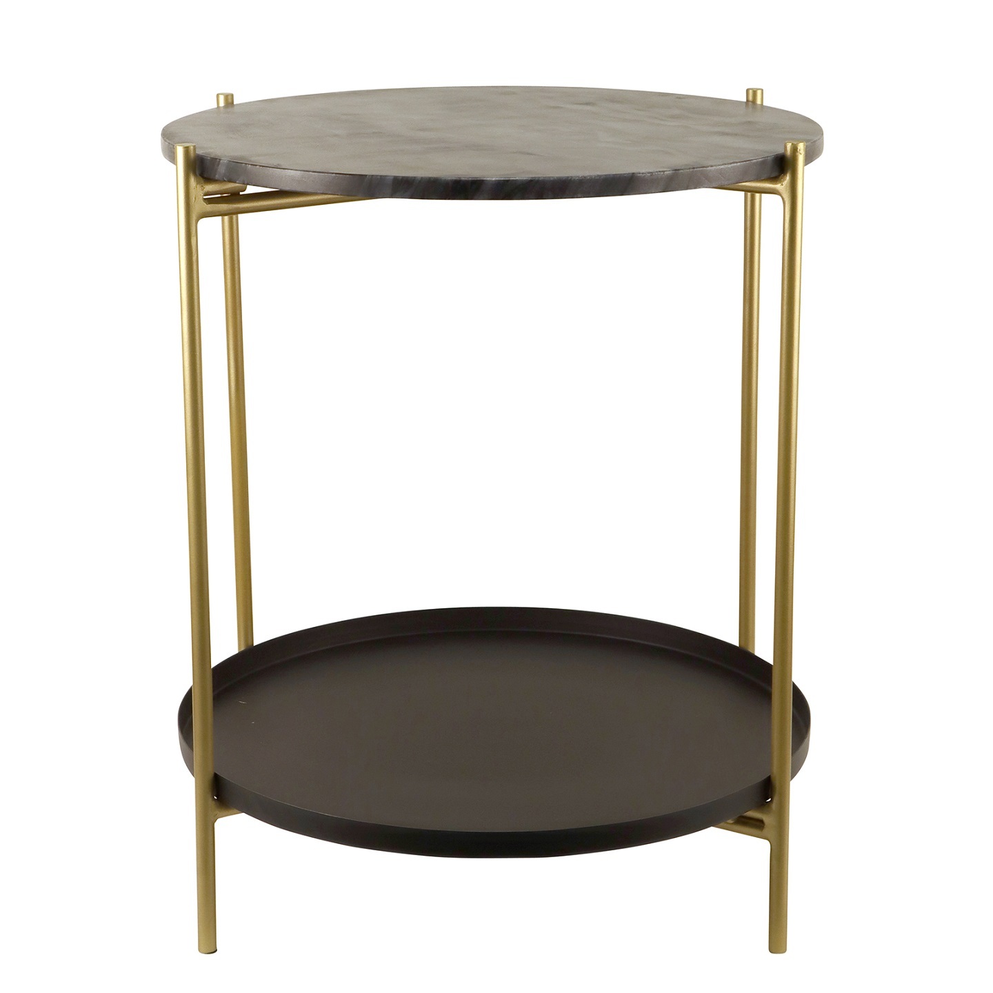 Столик, 46х46 Н 53см, столешница черный камень, нижний поднос переносной, металл цвет золото