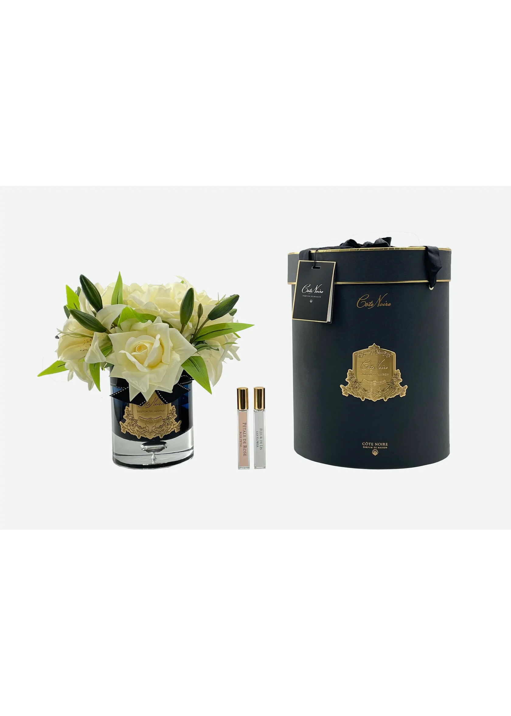 ROSES&LILIES BLACK GLASS CHAMPAGNEБукет розы и лилии, 2 спрея по 10 мл, ВхШхД 32х26х26 см