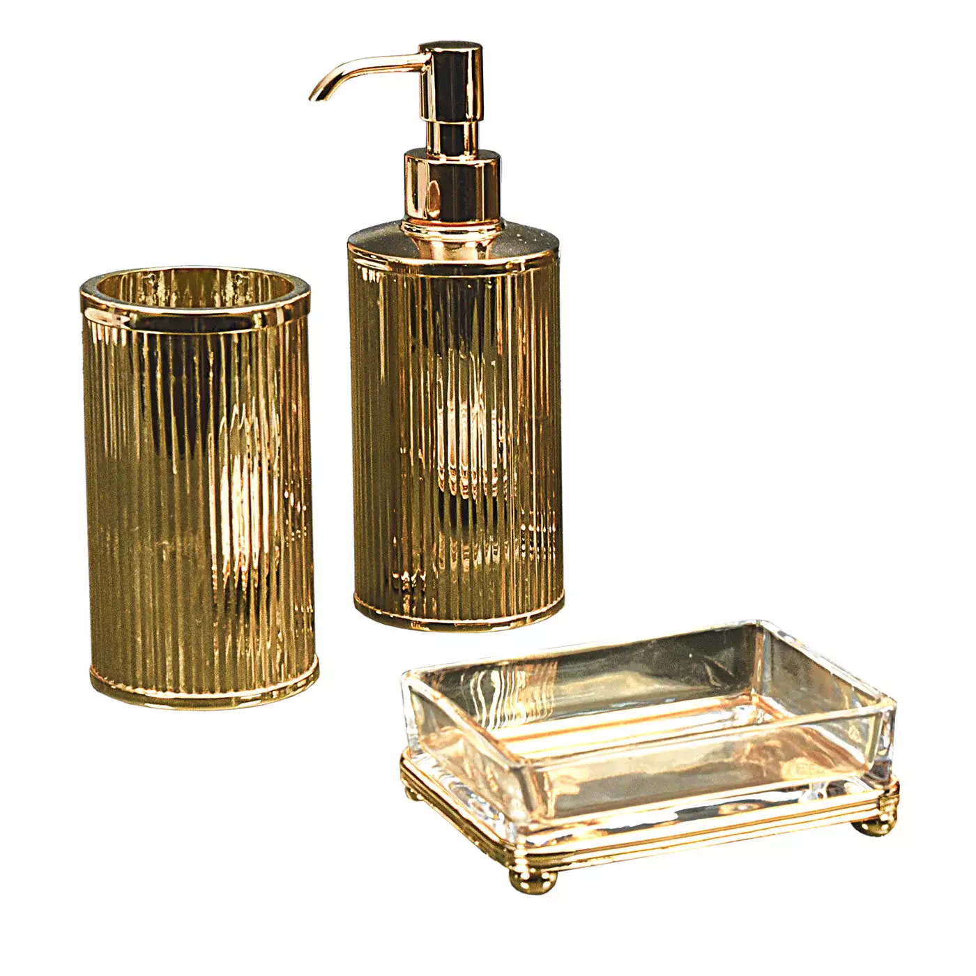 Набор для ванной комнаты Cre Art Bath England, 4 предмета (шкатулка, дозатор для жидкого мыла, стака