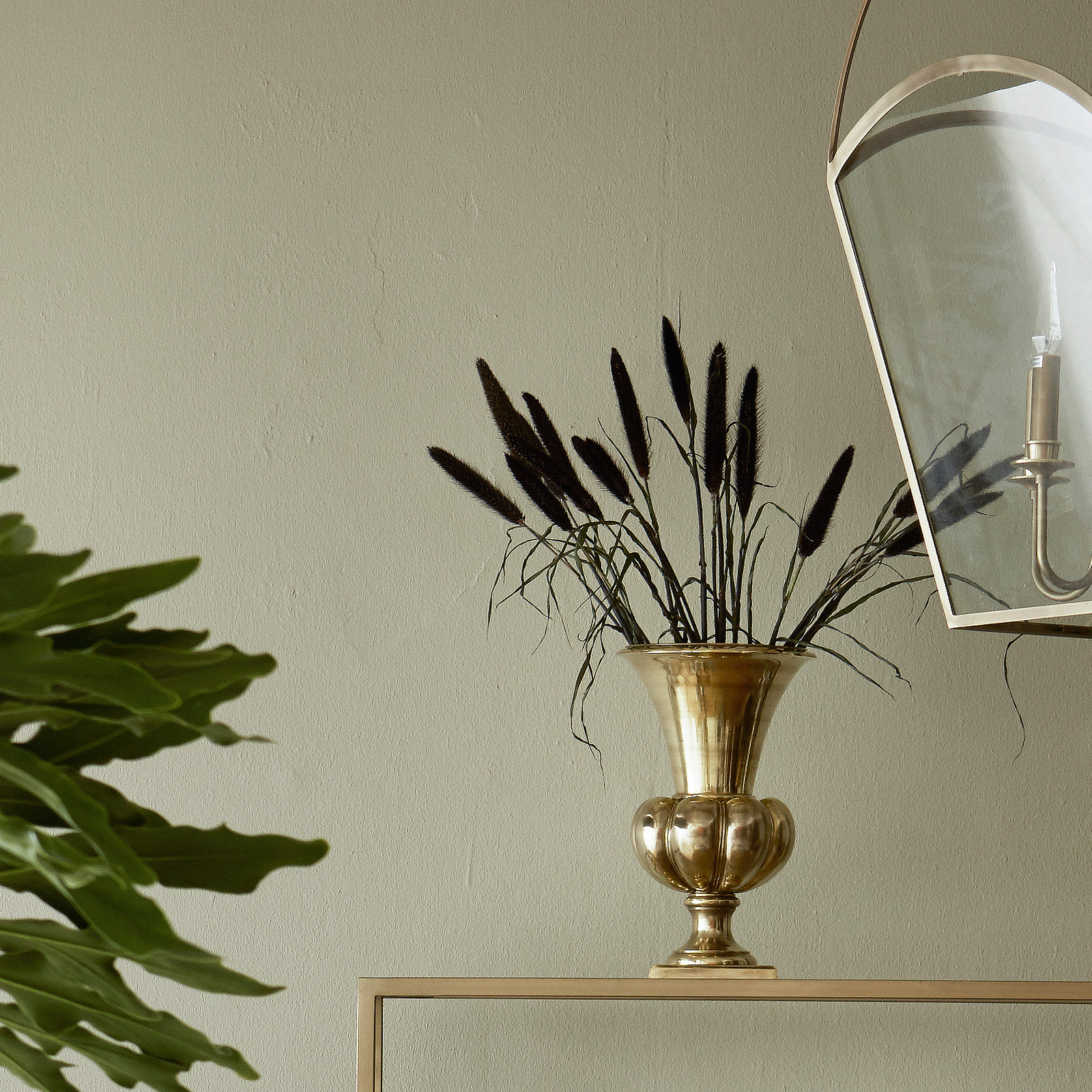 Ваза, желтый, цветы, 29х29 Н 31 см, фарфор, основание бронза вид 2