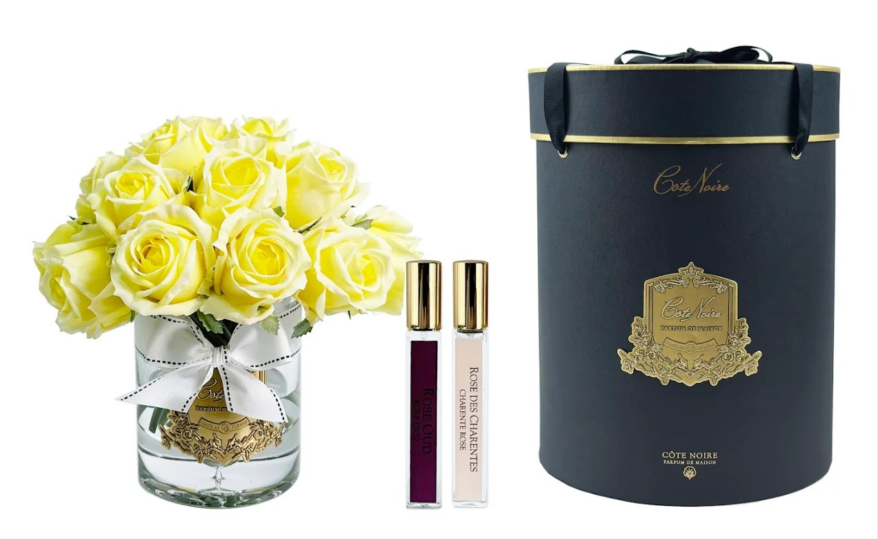 GRAND ROSE BUDS BOUQUETБольшой букет из бутонов роз, 2 спрея по 10 мл, желтый, золотой декор