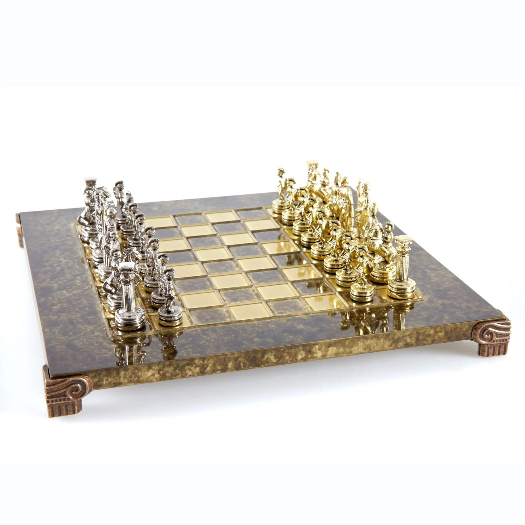 Greek Roman Metal Chess Шахматы, фигуры греко-римский период, золото с серебром, коричневый, 28х28