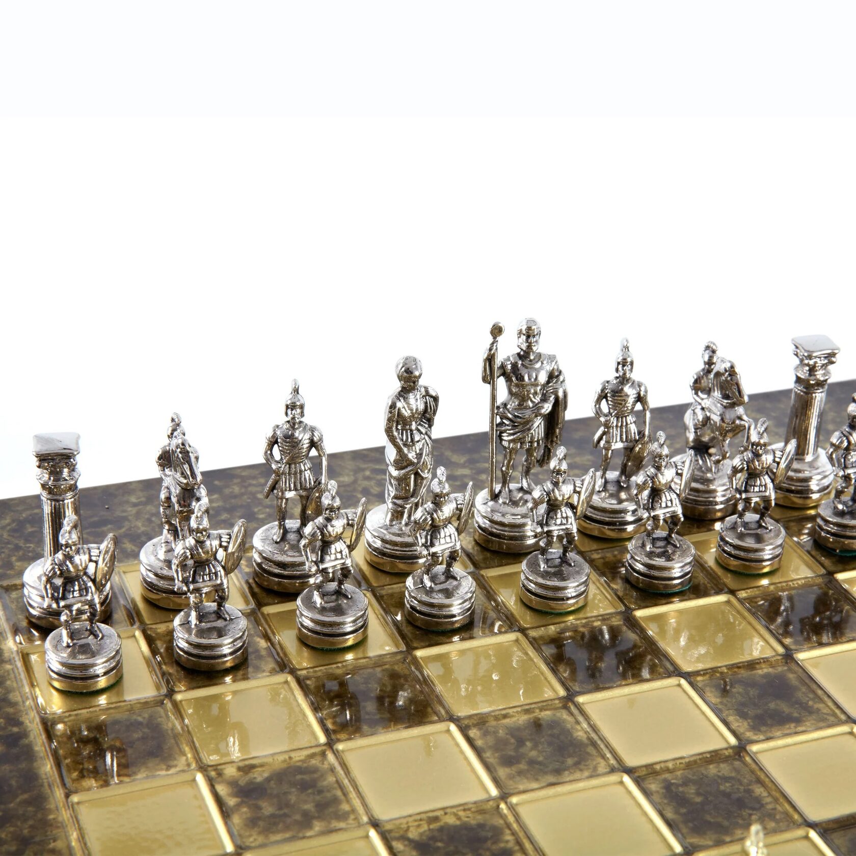 Greek Roman Metal Chess Шахматы, фигуры греко-римский период, золото с серебром, коричневый, 28х28