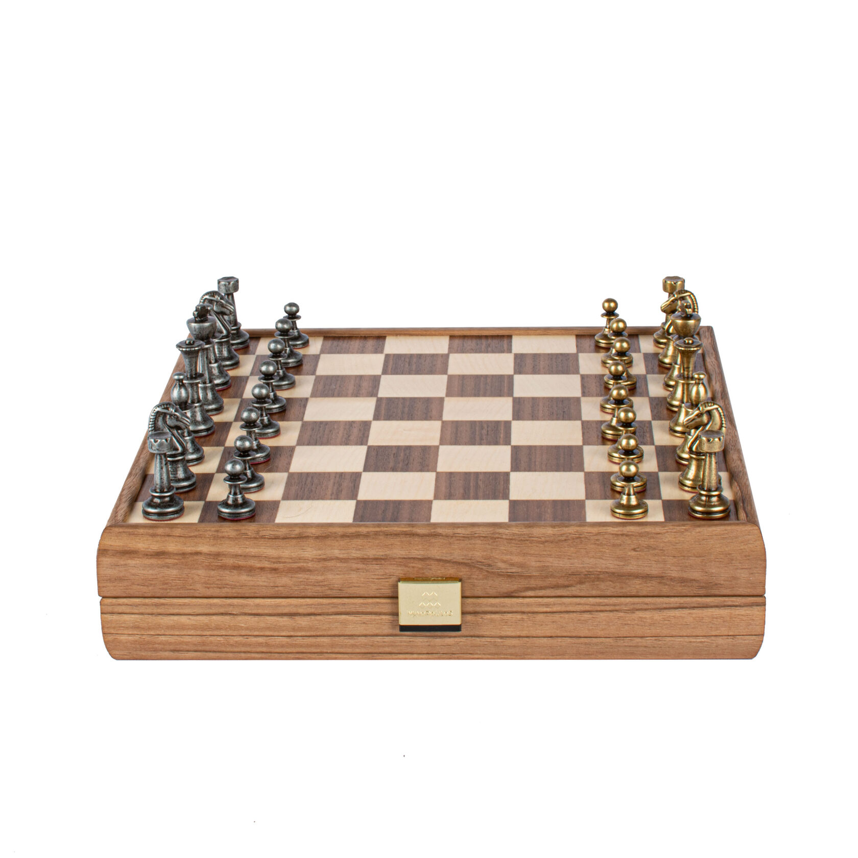 WOODEN CHESSШахматы классические, 27х27 см, фигуры металл, коробка дерево, рисунок орех + дуб