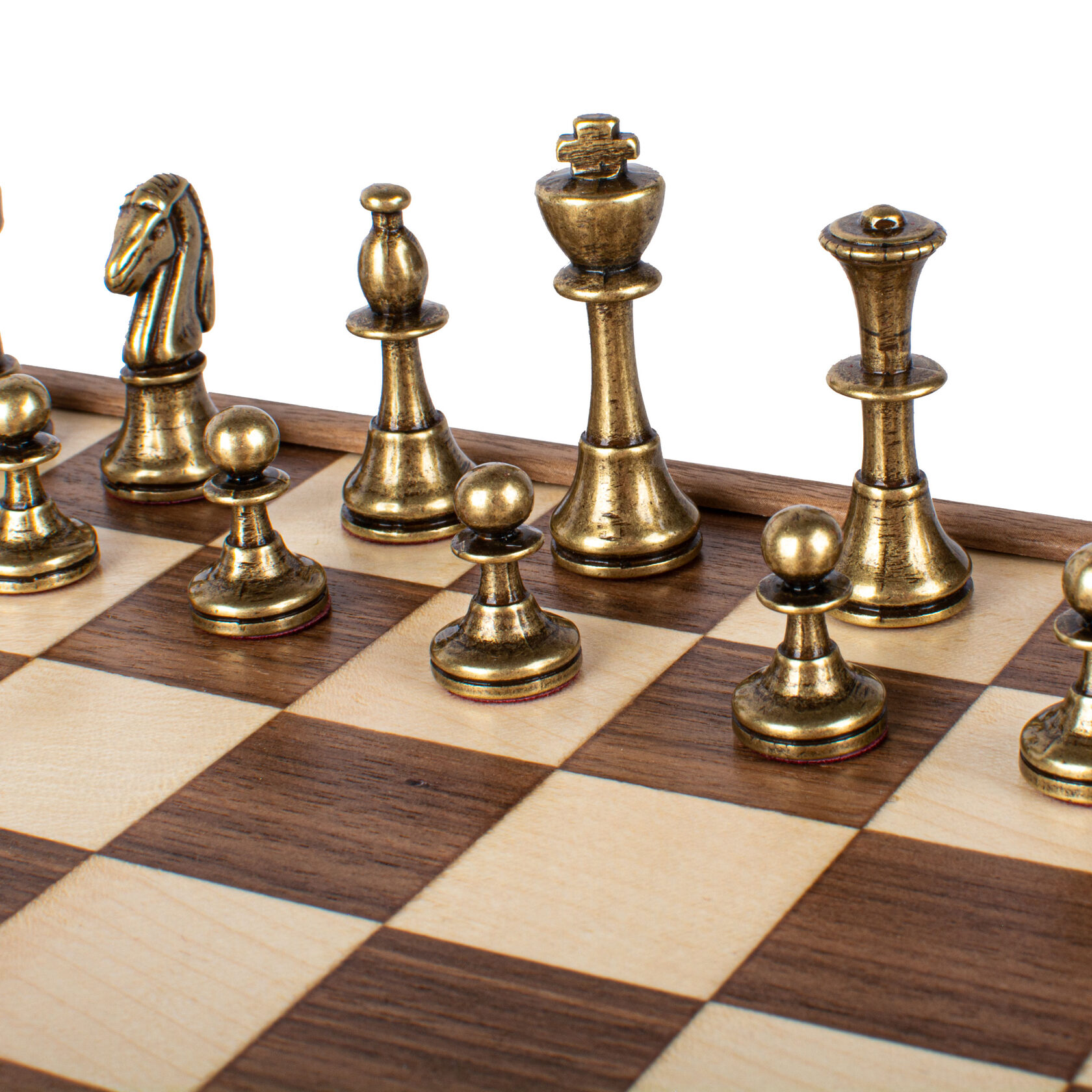 WOODEN CHESSШахматы классические, 27х27 см, фигуры металл, коробка дерево, рисунок орех + дуб