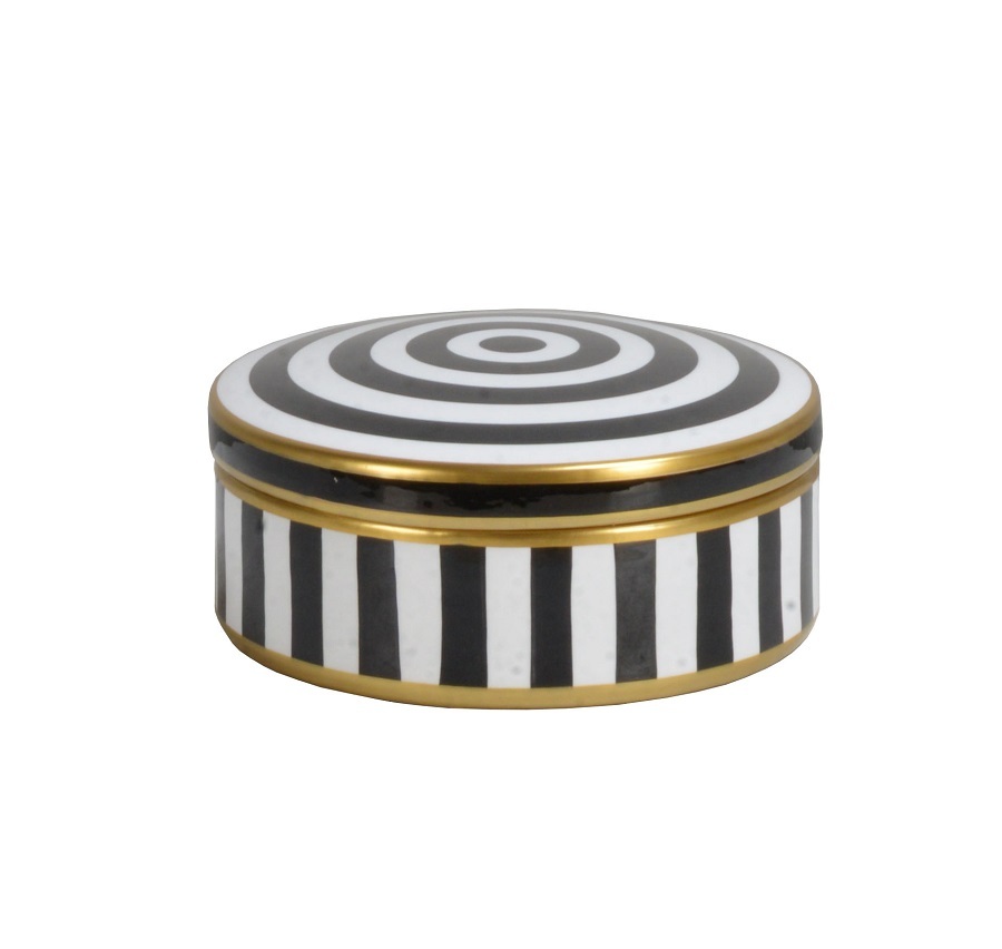 ROUND BOXШкатулка круглая с крышкой, черно-белый, D17,5 см, керамика