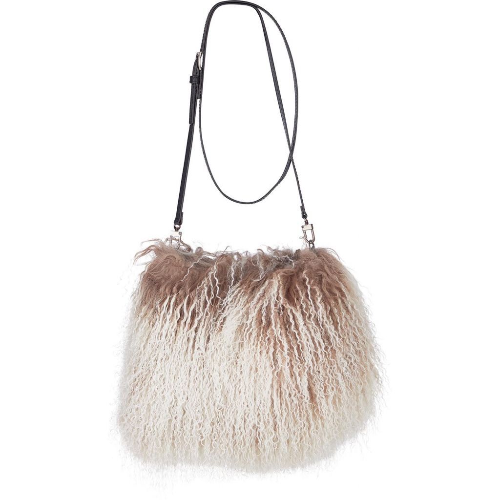 JASMIN MUFF BAG Taupe/Snow Сумка-муфта 19/26, бежевый с белым, козий мех 30/40