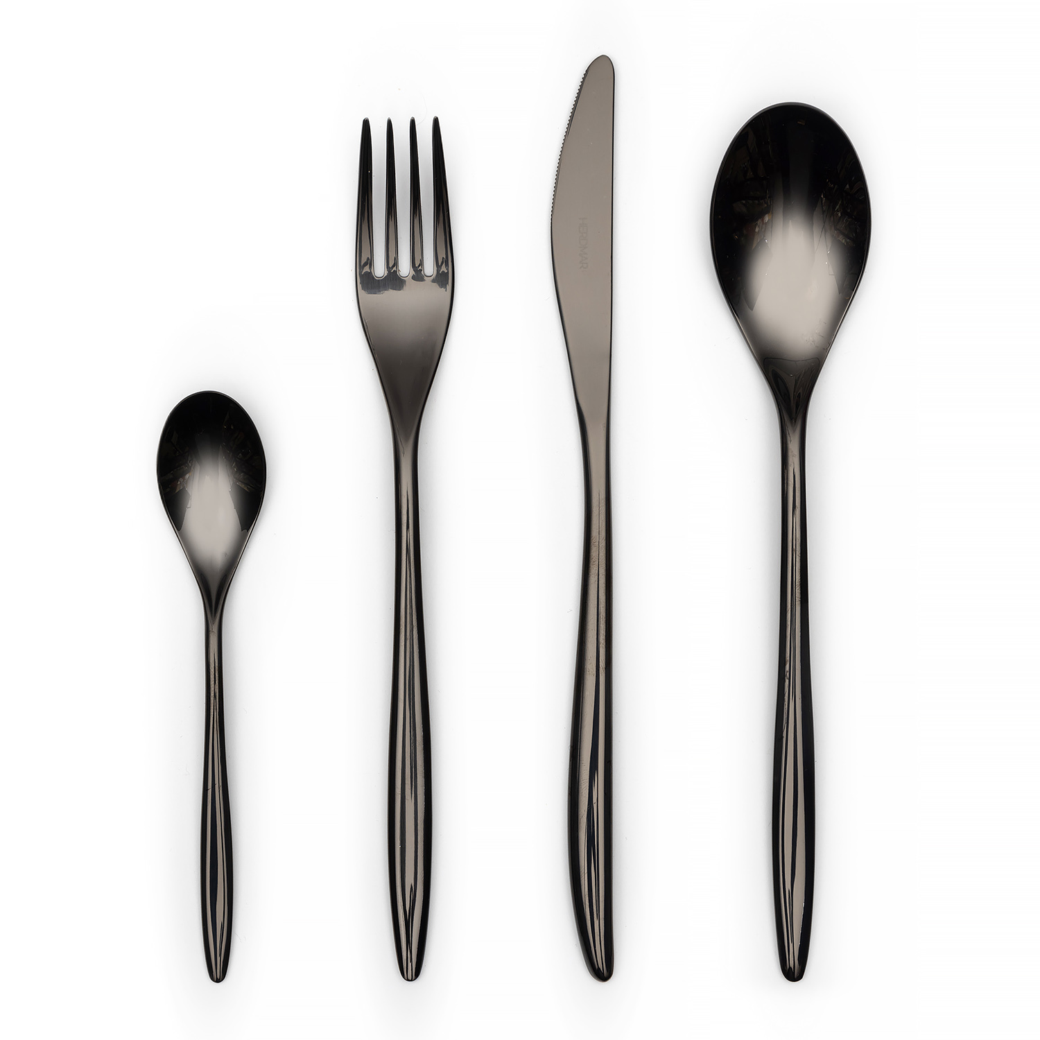 VINCI BLACK 94 столовые приборы, сталь 18/10, черный, 24 шт. (6 ложек + 6 вилок + 6 нож