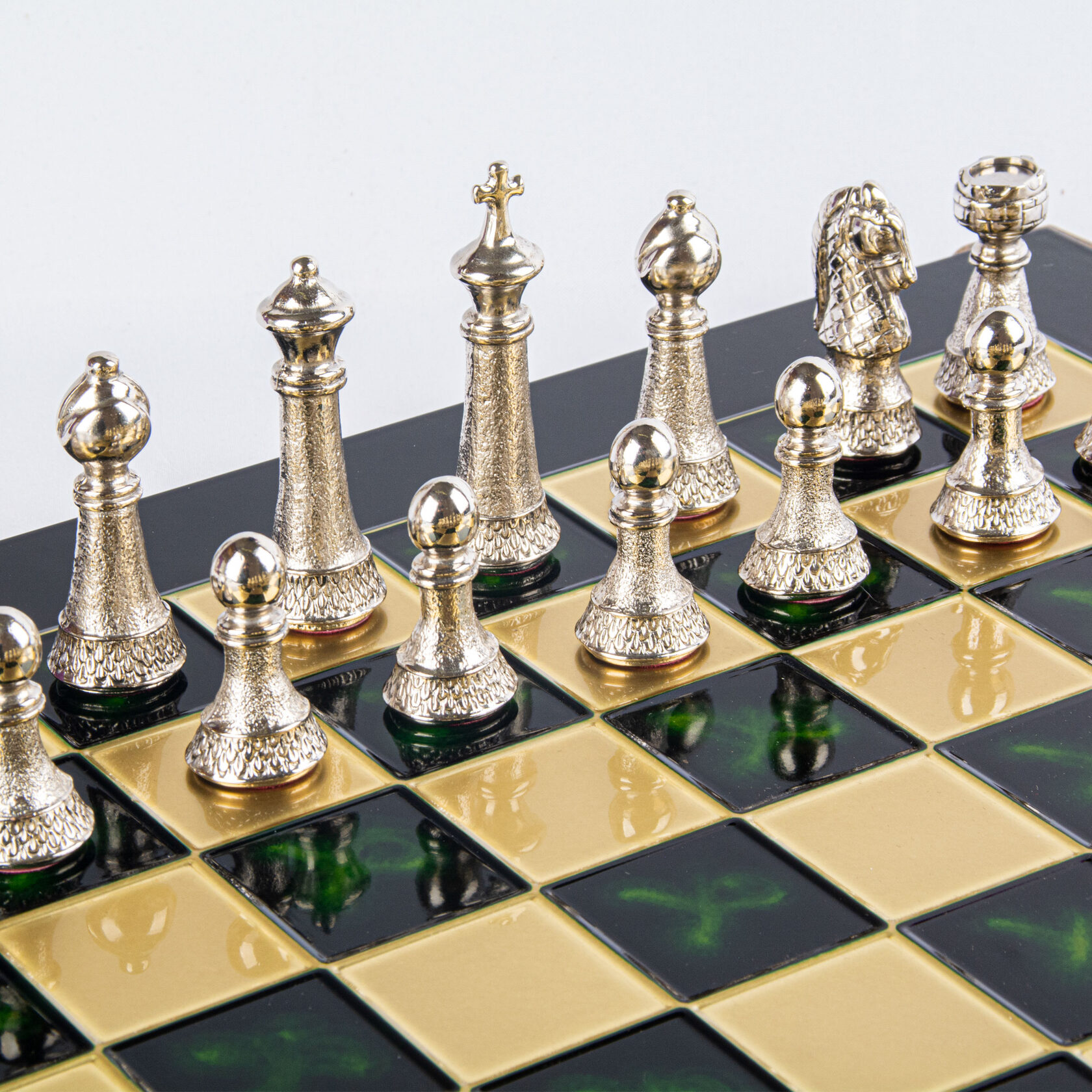 CLASSIC METAL CHESSШахматы классические, 44х44 см, золото с серебром, зеленый, металл