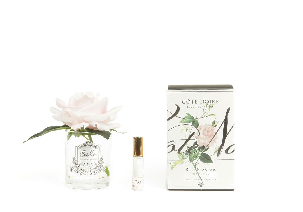 Роза-диффузор FRENCH ROSE french pink, розовый, прозрачная ваза, 1 спрей 10 мл