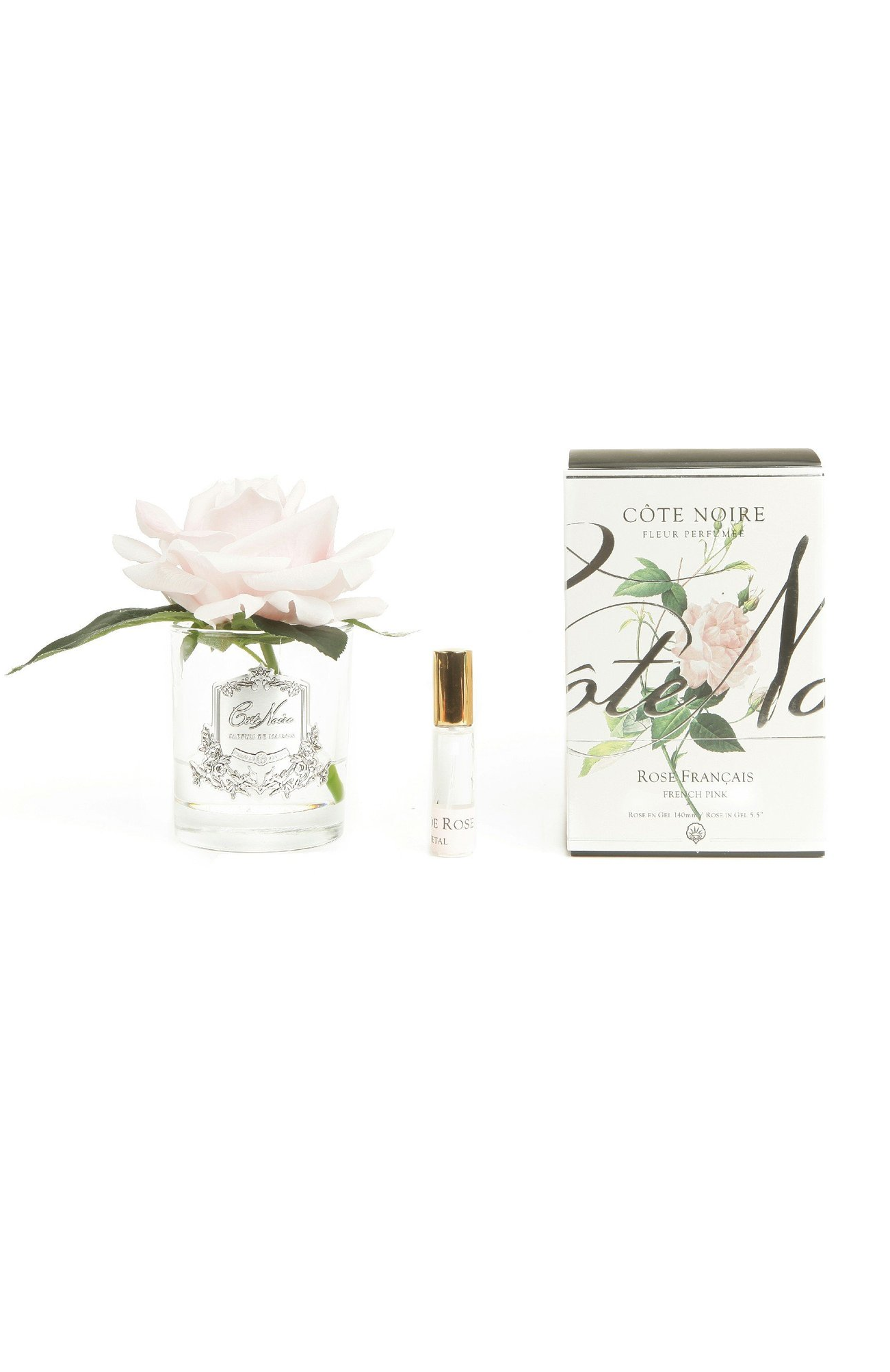 Роза-диффузор FRENCH ROSE french pink, розовый, прозрачная ваза, 1 спрей 10 мл