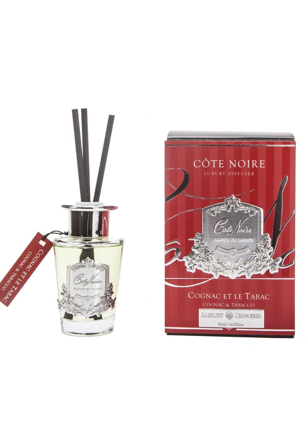 COGNAC ET LE TABAC Диффузор, серебряный декор, 90 мл, время работы 70-90 дней