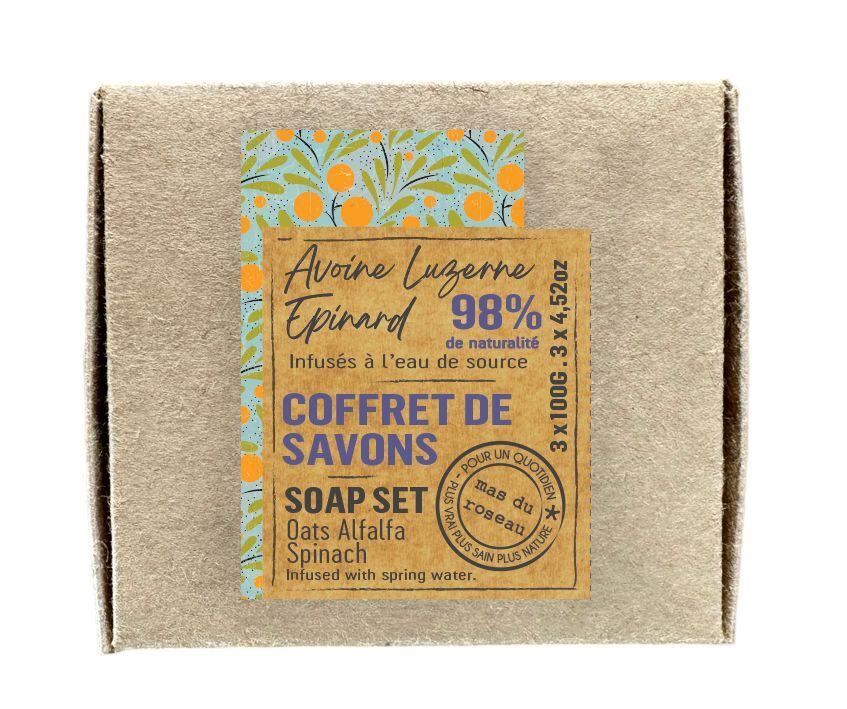 COFFRET 2 Мыло твердое, набор 3 шт*100 гр Avoine + Luzerne + Epinard вид 2