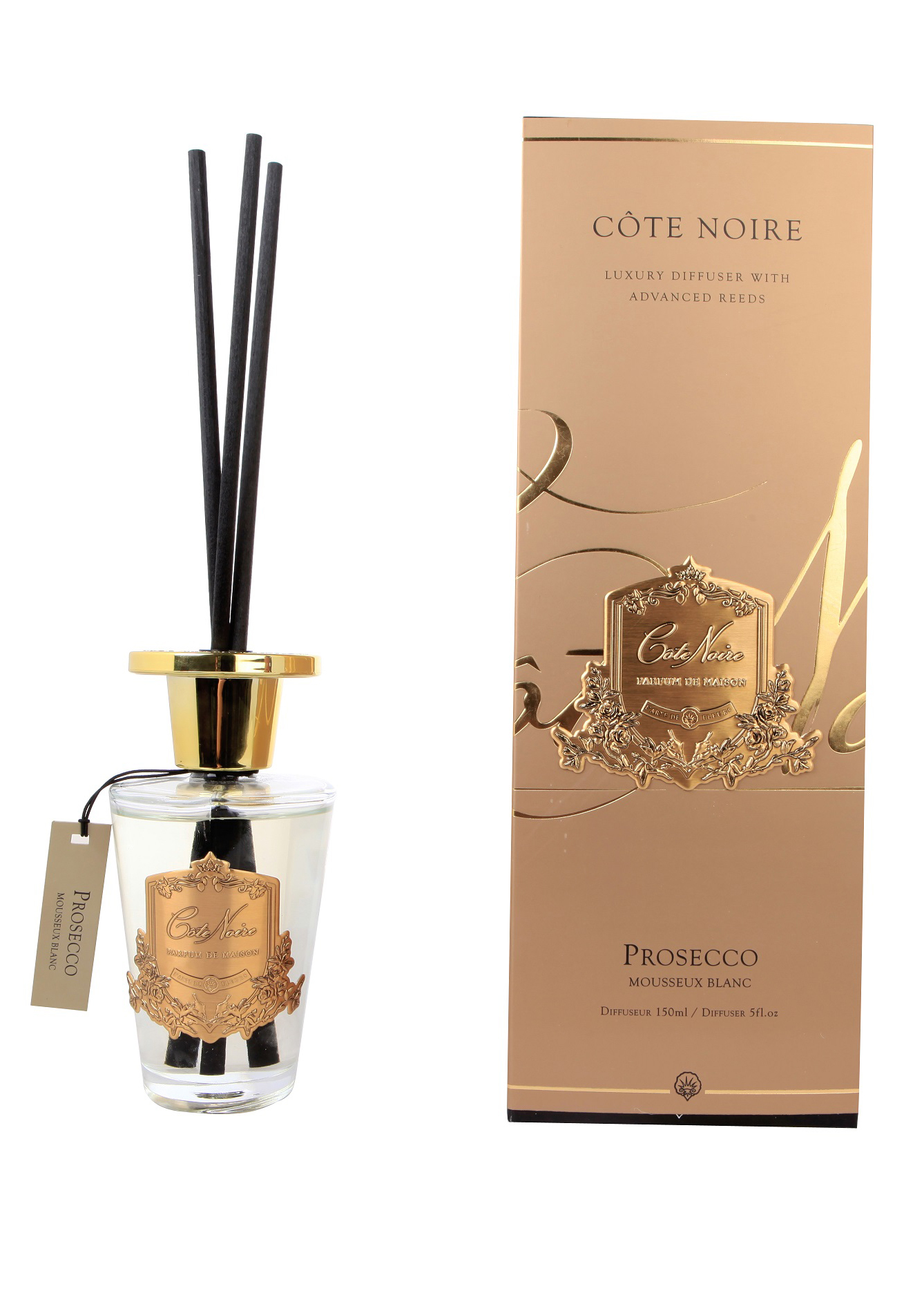 PROSECCO Диффузор, золотой декор, 150 мл, ВхШхД 30х10,5х10,5 см