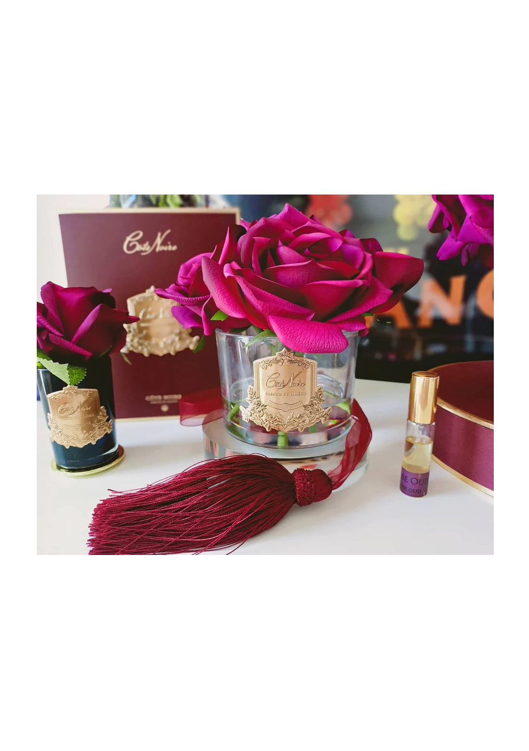 FIVE ROSE Carmine red Букет из 5 роз ароматизированный, цвет красный, прозрачная ваза, 1 спрей 15