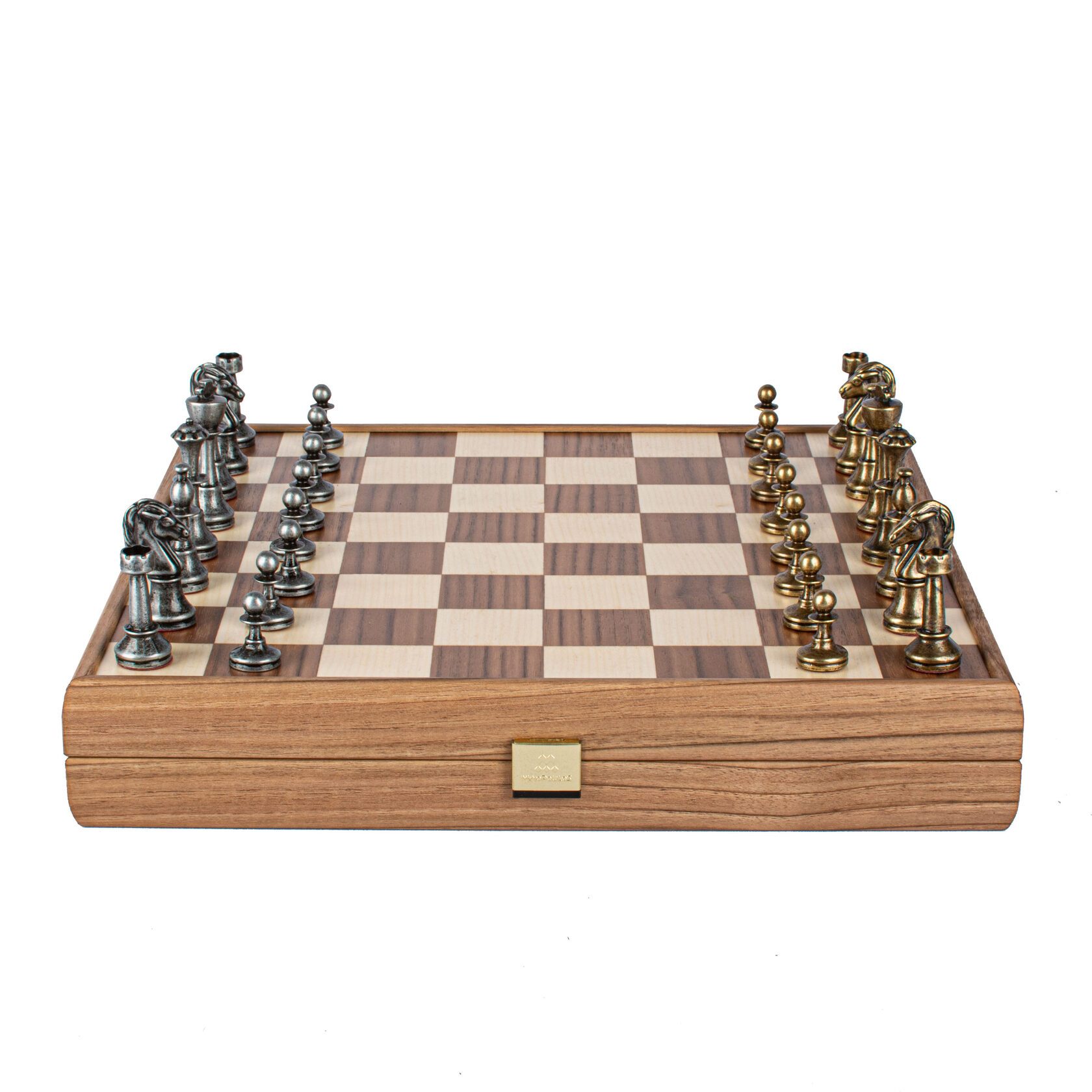 WOODEN CHESSШахматы классические, 35х35 см, фигуры металл, коробка дерево, рисунок орех + дуб