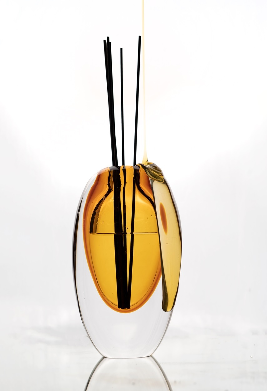 Диффузор LUNARE SIENNA, желтый, 12x12 h20 см, 250мл, стекло, ручная работа, аромат Dreamscape