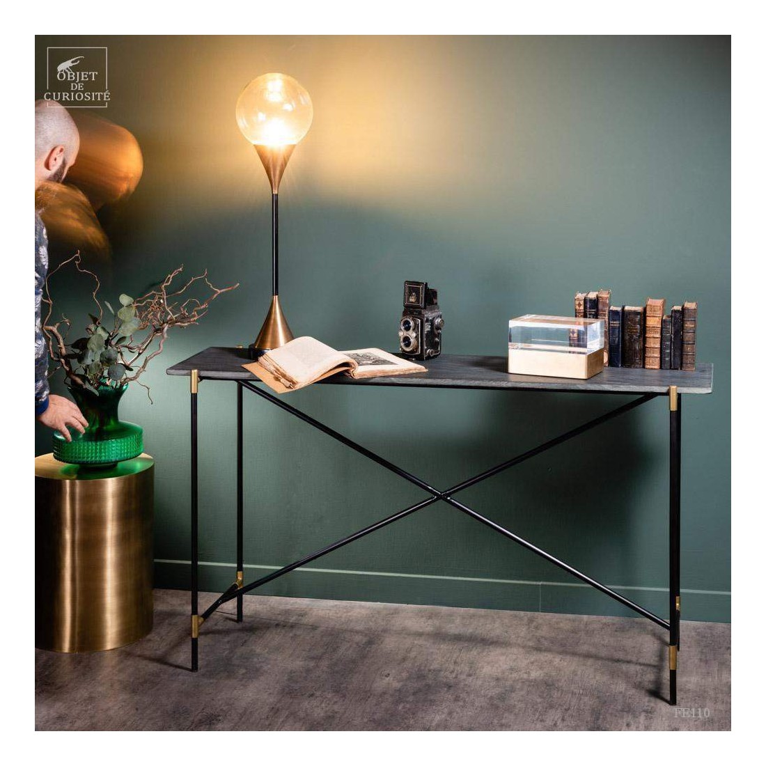 Console black marble Консольный столик 138х38 Н77 см, металл, мрамор