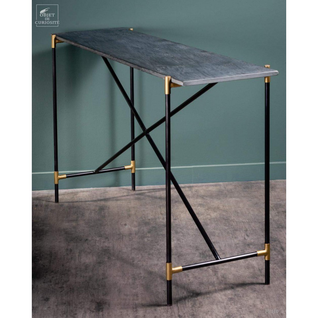Console black marble Консольный столик 138х38 Н77 см, металл, мрамор