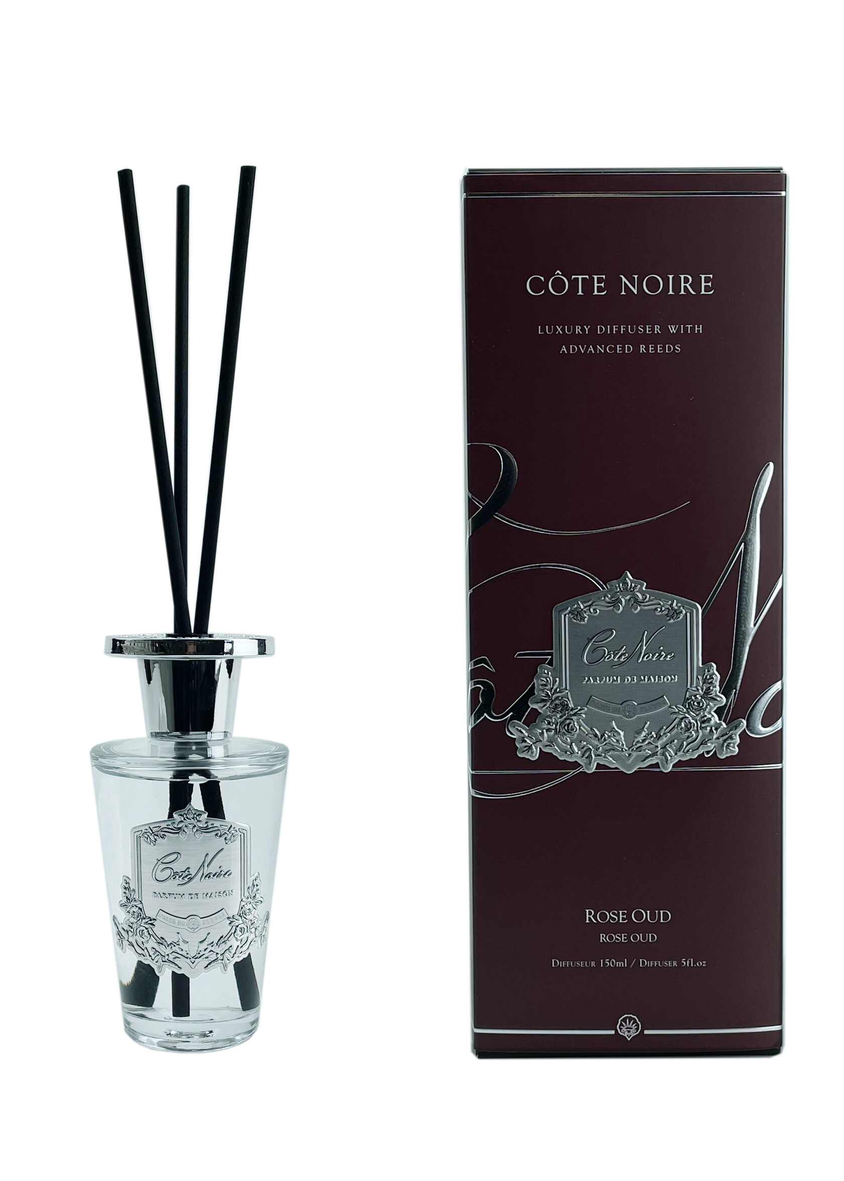 ROSE OUDДиффузор, серебряный декор, 150 мл, ВхШхД 30х10,5х10,5 см