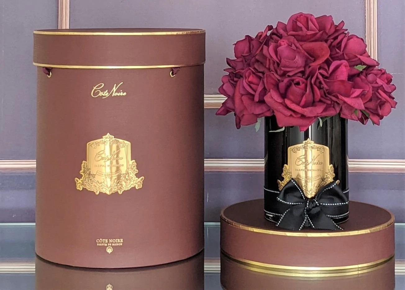 GRAND BOUQUET black glass carmine redБольшой букет роз, 2 спрея по 10 мл, черная ваза, крас