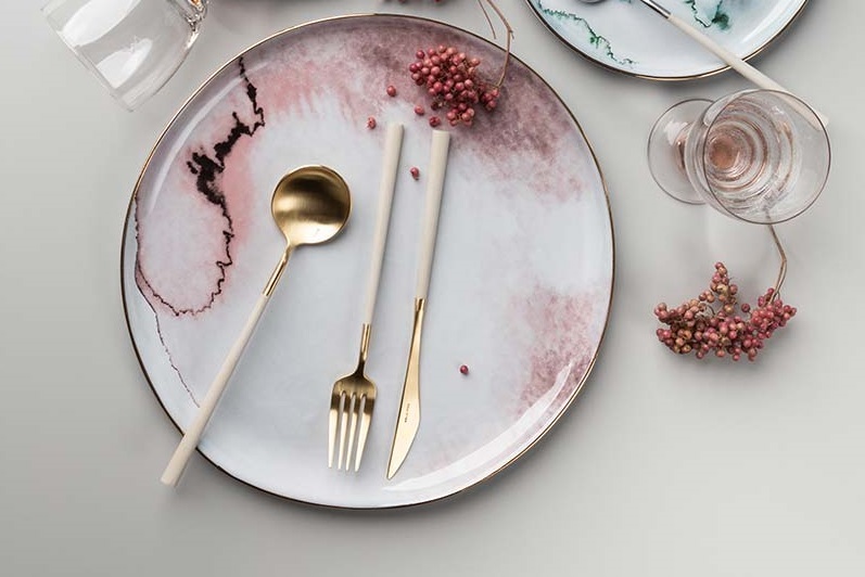 NEO IVORY GOLD 45столовые приборы, сталь 18/10, бежевый, золото 24К, 24 шт. (6 ложек + 6 вилок + 6 вид 2